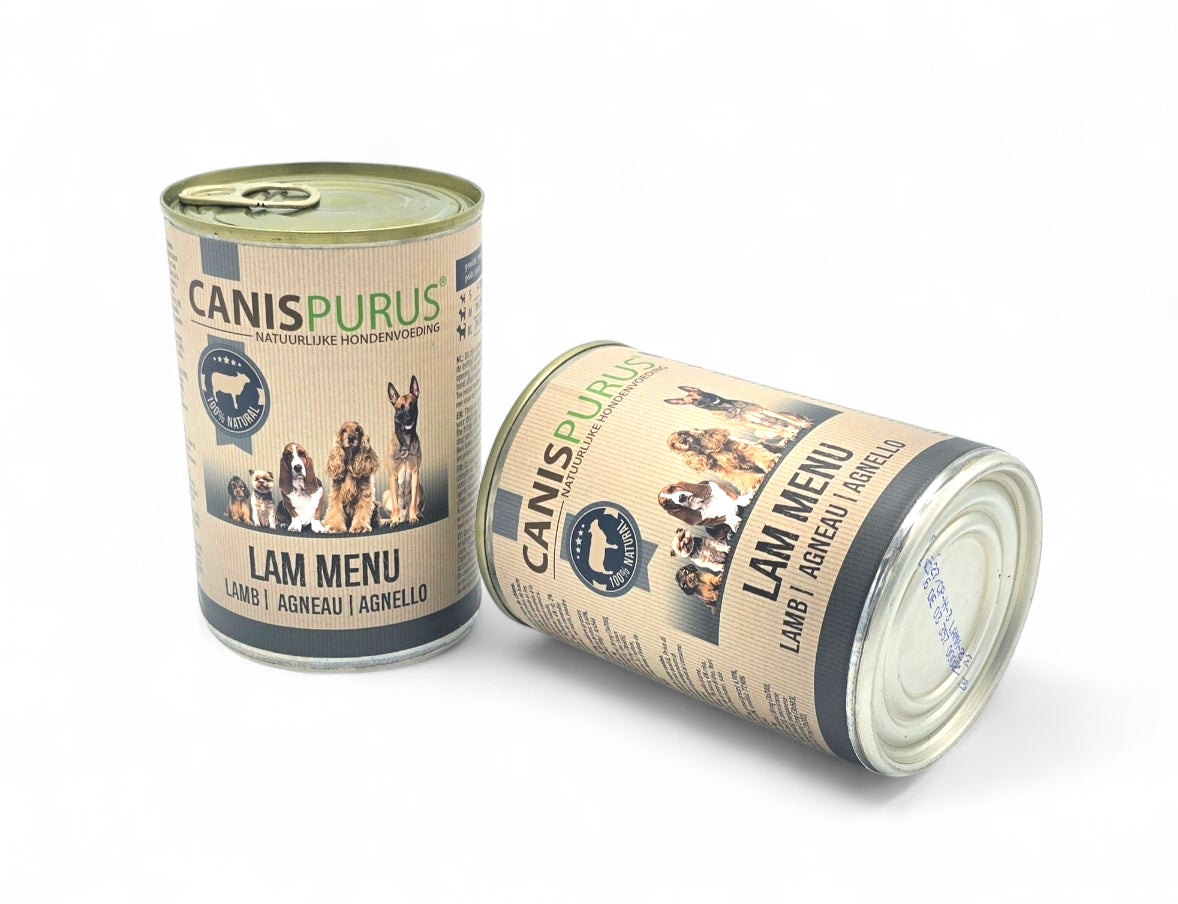 Lam Menu Blik | Canis Purus | Gestoomde voeding