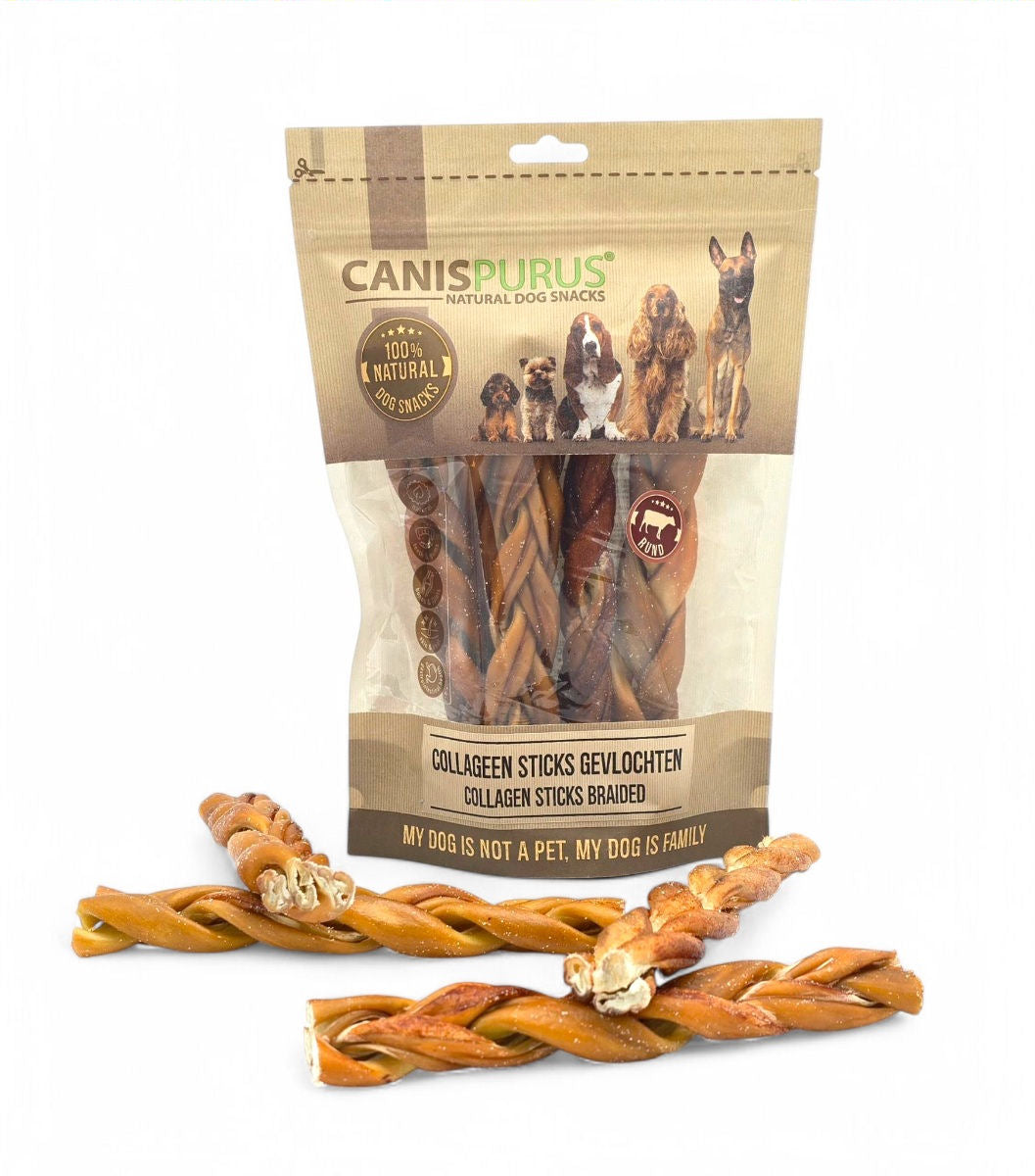 Collageen Sticks Gevlochten | Canis Purus | Kauwsnack