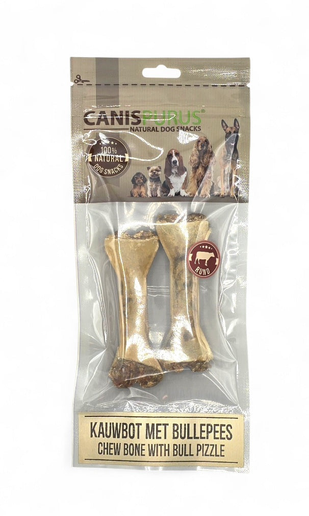 Runderhuid Kauwbot met Bullepees | Canis Purus | Kauwsnack