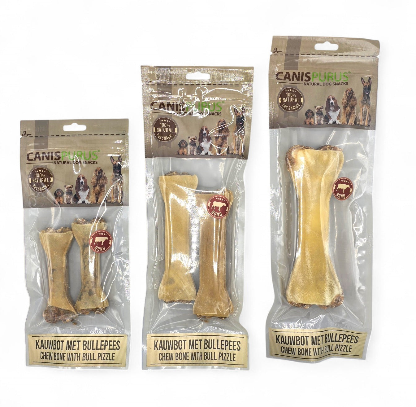 Runderhuid Kauwbot met Bullepees | Canis Purus | Kauwsnack