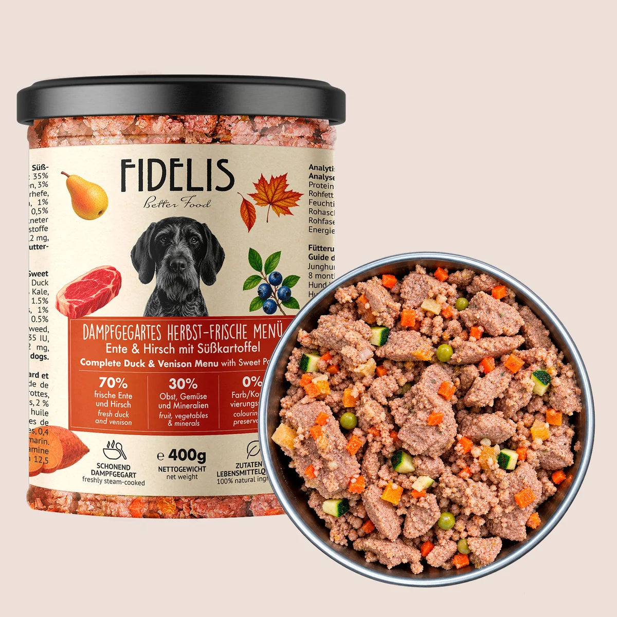 Eend & Hert menu | Fidelis | gestoomde voeding